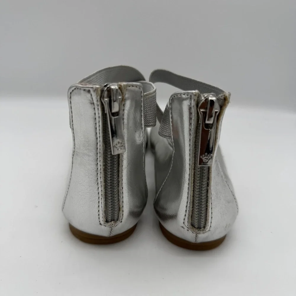 Nina Kids Silver Metallic Ballet Flats Elastic Ankle Straps Size 1M C205737